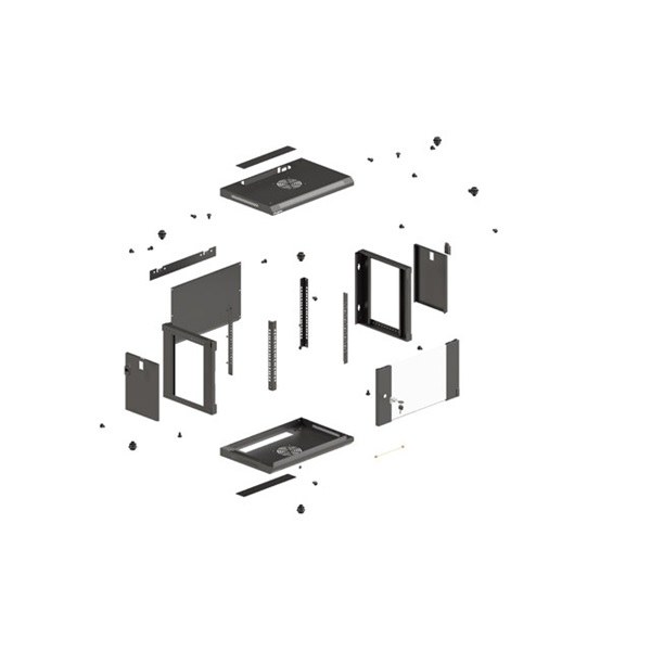 Lanberg WF03-5306-10B 19" 6U SZÉL:540mm MÉLY:350mm MAG:370mm lapraszerelt üvegajtós fekete fali rack szekrény - Image 9