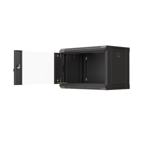 Lanberg WF03-5306-10B 19" 6U SZÉL:540mm MÉLY:350mm MAG:370mm lapraszerelt üvegajtós fekete fali rack szekrény - Image 11