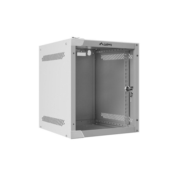 Lanberg WF10-2306-10S 10" 6U SZÉL:280mm MÉLY:310mm MAG:336mm lapraszerelt üvegajtós szürke fali rack szekrény - Image 3