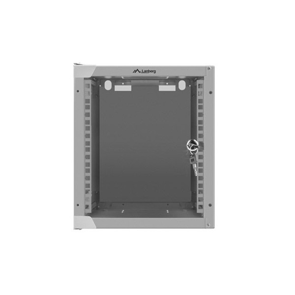 Lanberg WF10-2306-10S 10" 6U SZÉL:280mm MÉLY:310mm MAG:336mm lapraszerelt üvegajtós szürke fali rack szekrény - Image 4