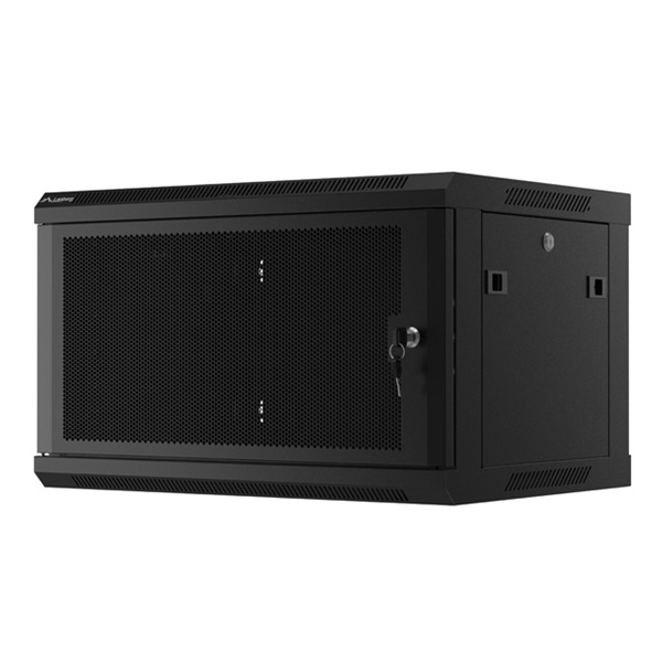 Lanberg WF01-6406-23B 19" 6U SZÉL:600mm MÉLY:450mm MAG:379mm lapraszerelt perforált ajtós fekete fali rack szekrény - Image 6