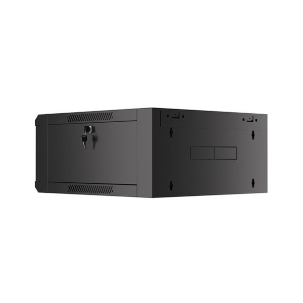 Lanberg WFFA-5604-10B 19" 4U SZÉL:570mm MÉLY:600mm MAG:277mm lapraszerelt üvegajtós fekete fali rack szekrény - Image 9