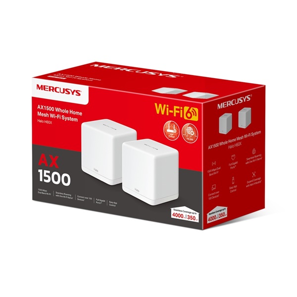 Mercusys Halo H60X(2-pack)  AX1500 fehér otthoni mesh Wi-Fi 6 rendszer (2db) R - Image 10