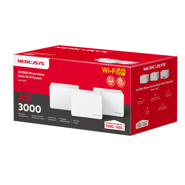 Mercusys Halo H80X(3-pack) AX3000 fehér otthoni mesh Wi-Fi 6 rendszer (3db) R - Image 8