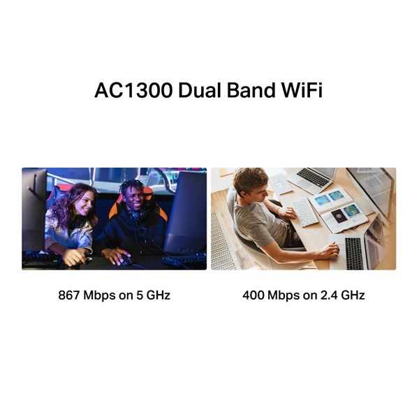 Mercusys MA30H AC1300 nagy teljesítményű vezeték nélküli kétsávos hálózati fekete USB adapter R - Image 4
