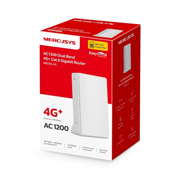 Mercusys MB230-4G 4G+ Cat6 AC1200 vezeték nélküli kétsávos Gigabit router R - Image 7