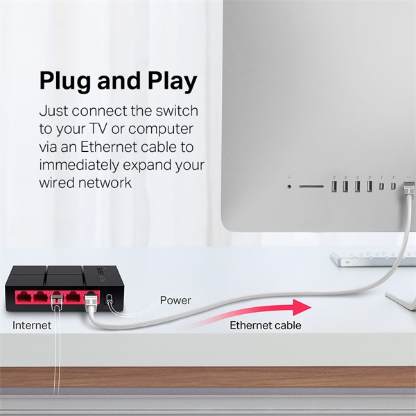 Mercusys MS105G 5 portos 10/100/1000Mbps nem menedzselhető fekete asztali switch R - Image 5