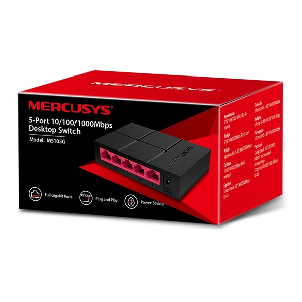 Mercusys MS105G 5 portos 10/100/1000Mbps nem menedzselhető fekete asztali switch R - Image 6