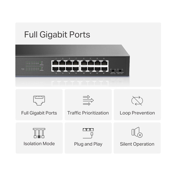 Mercusys MS116GS 16 portos Gigabit rackbe szerelhető fekete asztali switch R - Image 4