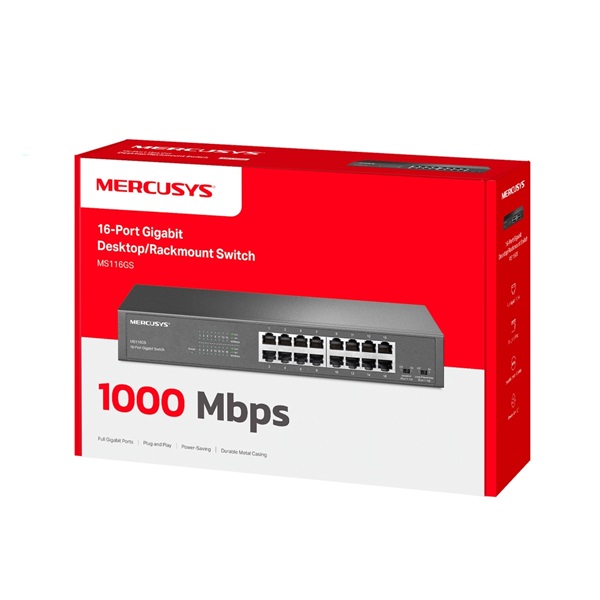 Mercusys MS116GS 16 portos Gigabit rackbe szerelhető fekete asztali switch R - Image 8