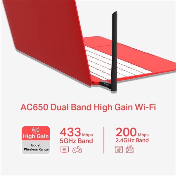 Mercusys MU6H AC650 High Gain vezeték nélküli Dual Band fekete USB adapter R - Image 3
