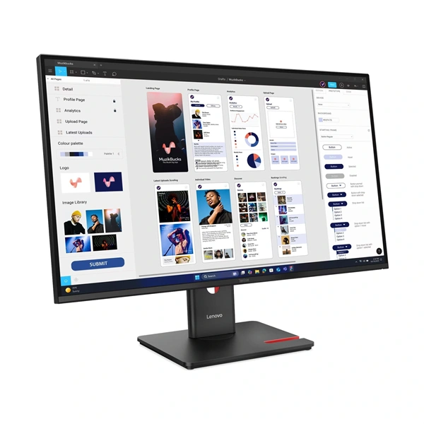 Lenovo 31,5" T32UD-40 FHD IPS HDMI/VGA/USB-C/USB fekete monitor - Image 4