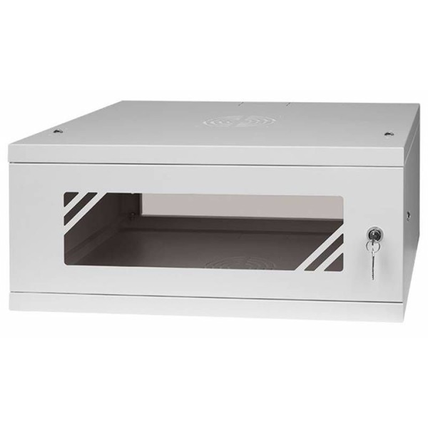 Stalflex RC19-4U-450GG 19" 4U 450 mm mély lapraszerelt szürke üveg ajtós fali rack szekrény (Újszerű) - Image 3