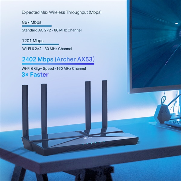 TP-Link Archer AX53 AX3000 fekete kétsávos Gigabit Wi-Fi 6 router - Image 4