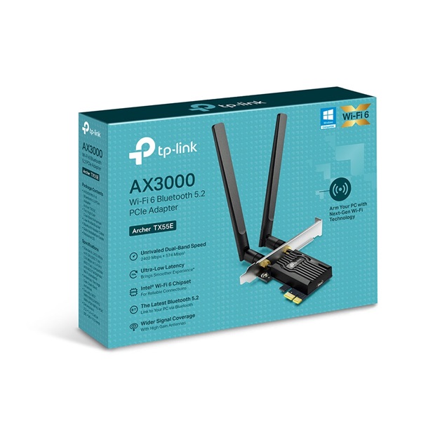 TP-Link Archer TX55E AX3000 Wi-Fi 6 Bluetooth 5.2 PCIe fekete adapter - Image 9